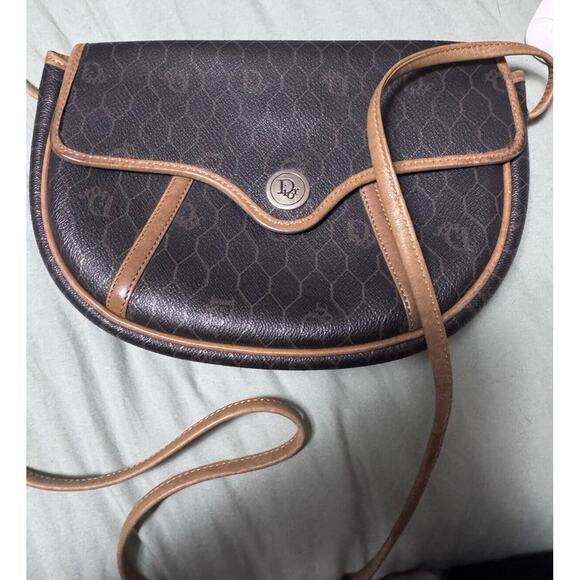 Dior Shoulder Bag CD Leather PVC Black Brown cc - Picture 1 of 5